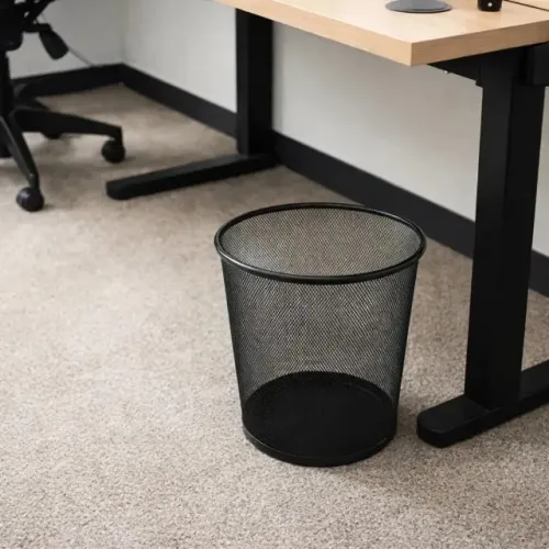 Lixeira Metal Aramada Telada 12L Preta para Escritório e Quarto