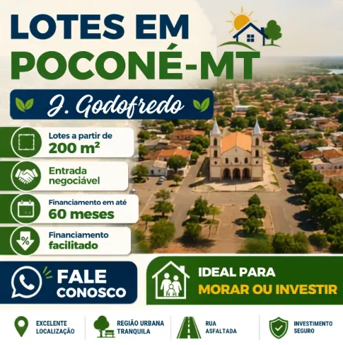TERRENOS À VENDA EM POCONÉ-MT | PARCELAMENTO EM ATÉ 60X