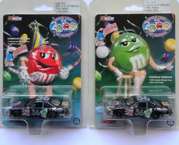 stock car nascar combo 2 minis m&m´s ernie irvan 1999 pontiac não hot wheels