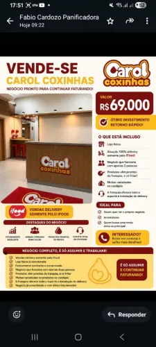 Franquia delivery Carol cochinhas em BC