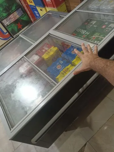 Freezer horizontal expositor com tampa de deslizar ilha de congelados