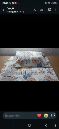Jogo de lençol Estampado Flores Rose e Azul- 3 peças