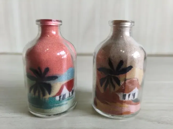  Mini Garrafas de Areia artesanais   do Maranhão  kit c/ 2 de coleção.   