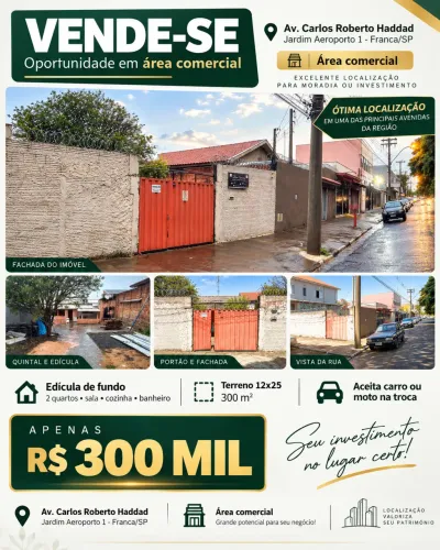 Edícula terreno 300 metros 