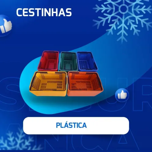 Cestinha de compras com alça plástica 15L diversas cores em até 5x sem juros no cartão