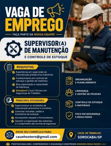 Vaga supervisor de manutenção