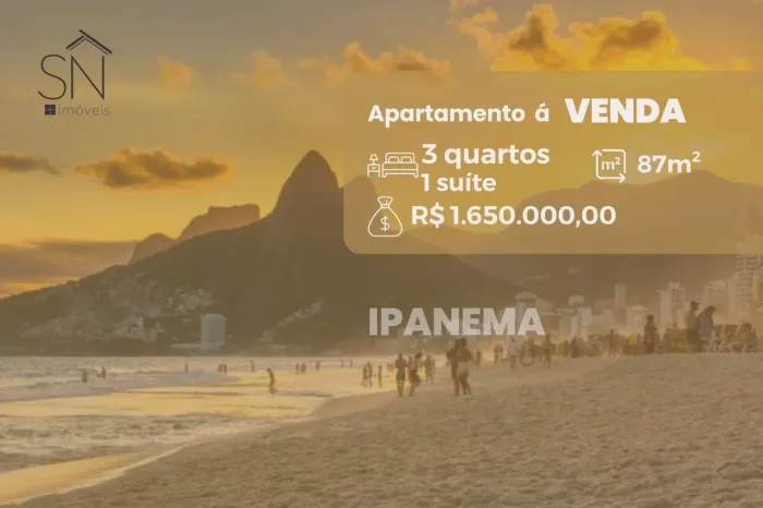 Apartamento com 3 dormitórios à venda, 87 m² por R$ 1.650.000,00 - Ipanema - Rio de Janeir