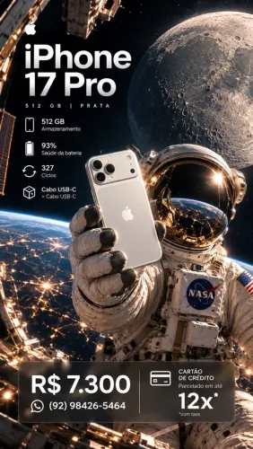 iPhone17 Pro 512GB Retirada hoje em Manaus R$7.200!