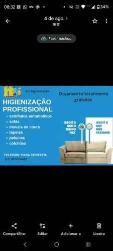 Higienização, limpeza e impermeabilização 