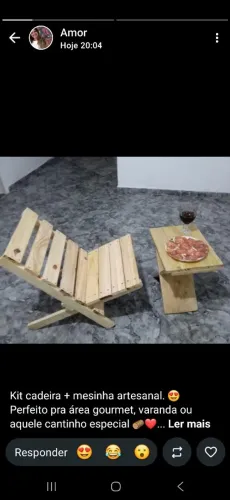 Kit cadeira + mesa feita artesanal 