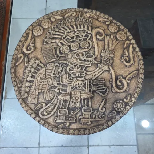 Decoração,  quadro redondo asteca de pedra 