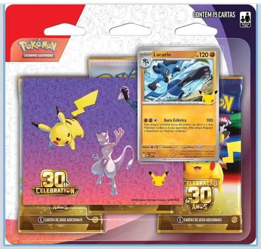 Blister triplo Pokémon 30 anos TCG Lucario Exeggutor