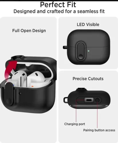 Capa para Samsung Galaxy Buds 3 / Pro Preto<br>Buds 3 Pro/Buds 3/ Preto