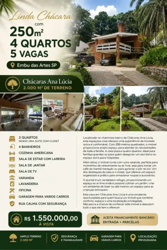 Imóvel para venda possui 250 metros quadrados com 3 quartos
