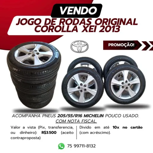 Jogo de rodas original Corolla Xei + pneus Michelin (205/55/R16)