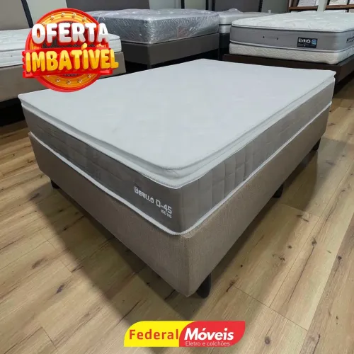 Cama Casal Box Colchão D45 + Base Padrão 138x188cm - Temos Crediário 