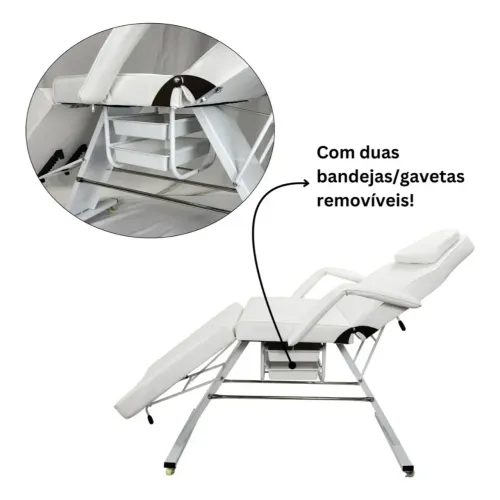 Poltrona Maca Para Estética Ergonômica - Smart Com Gaveta Bandeja Giant Innovation
