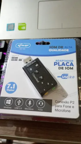 Adaptador placa de som USB 2.0 - HB-T64 KNUP para Computador e Notebook