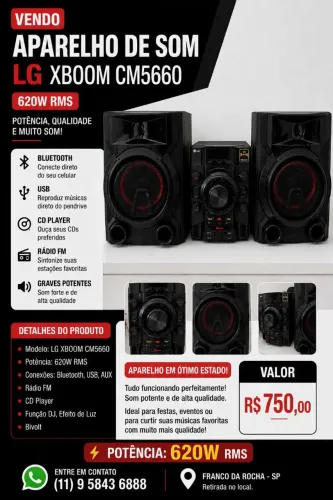 Vendo aparelho de som LG.