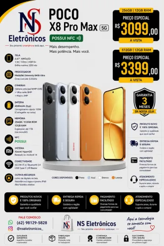 Poco X8 PRO MAX 5G NFC 512GB 12GB RAM NOVO LANÇAMENTO
