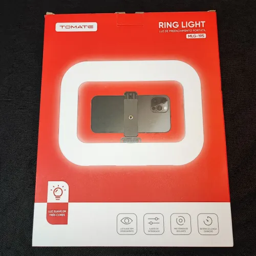 LUMINÁRIA RING LIGHT LUZ DE PREENCHIMENTO PORTÁTIL 3 TONS RECARREGÁVEL