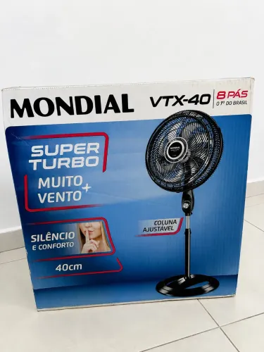 Ventilador Mondial Coluna Turbo 8 Pás 40cm, 110V, Preto/Prata, 140W VTX-40 LACRADO