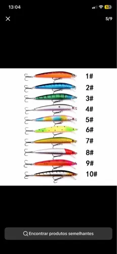 Kit 10/5 Iscas Artificial Meia água Premium Pesca Truta Peixe Realista Anzol Duplo 10cm 9g