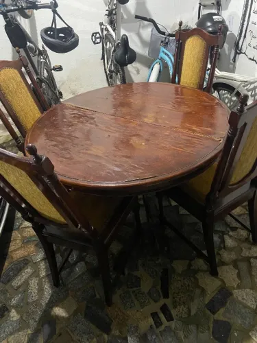 Mesa de Jantar Madeira Maciça Extensível + 6 Cadeiras - Conjunto Completo