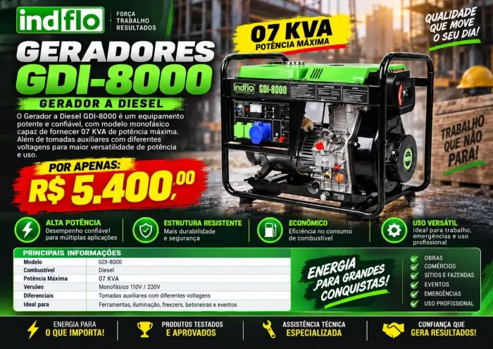 Geradores a Diesel e Gasolina, escolha sua melhor autonomia!