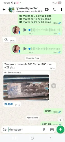 Vendas de um motor 100cv