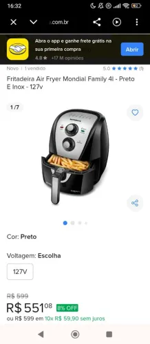 Airfryer mondial 4L