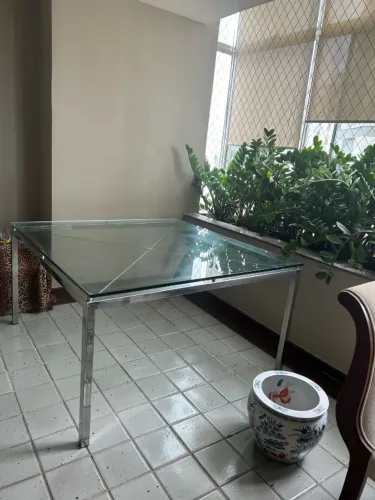 *Mesa de Jantar grande luxo da ARTEFACTO Aço e vidro pesados até 8 lugares