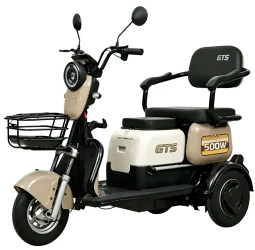 TRICICLO ELETRICO T5 500W BRANCO/BEGE BATERIA DE CHUMBO 60V 20AH MARCA GTS
