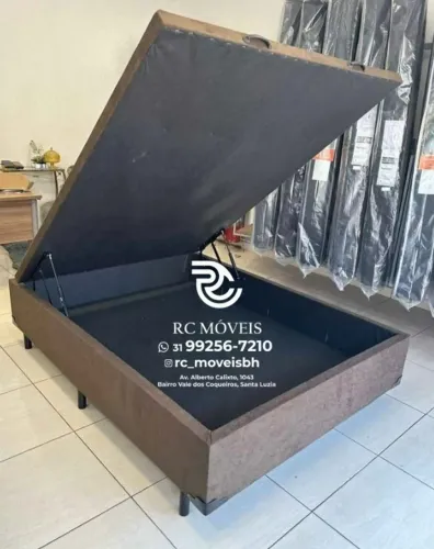 Cama box Baú Tamanho casal 1.38x1.88 Inteiriço Blindado com Pistão a Gás