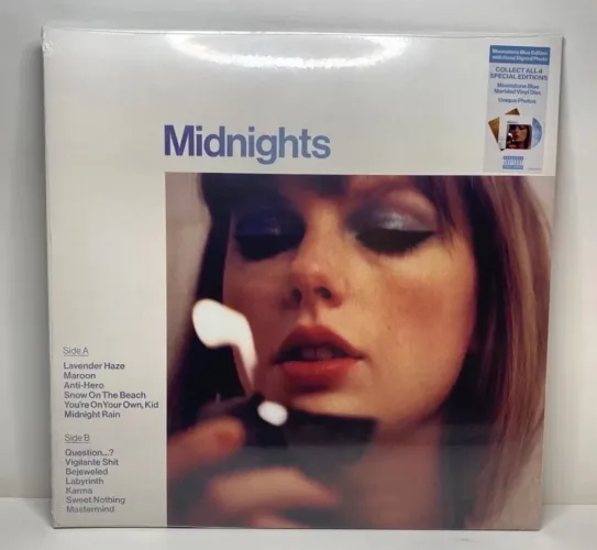 Vinil Taylor Swift Midnights AUTOGRAFADO Moonstone Blue