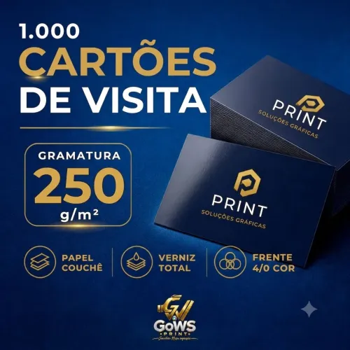 1.000 CARTÕES DE VISITA 250G UV TOTAL FRENTE 4/0