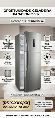 Geladeira Panasonic 387L com Nota Fiscal