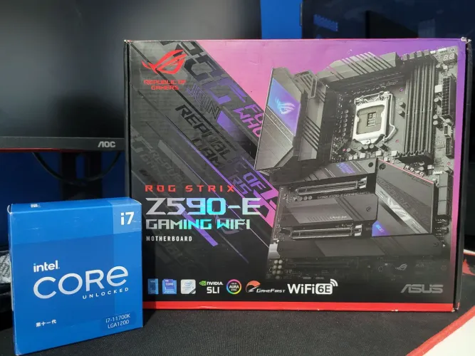 Placa Mãe Z590 Rog Strix + Processador i7 11700K