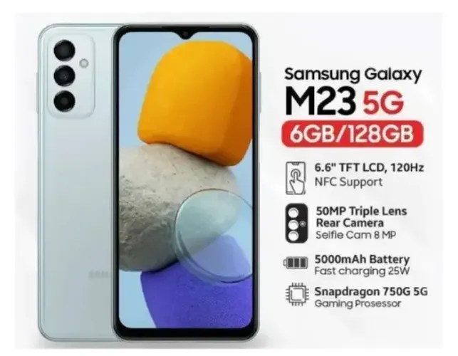 Smartphone SAMSUNG M23 5G 128gb 6GB Ram Tela 6,6'' Azul