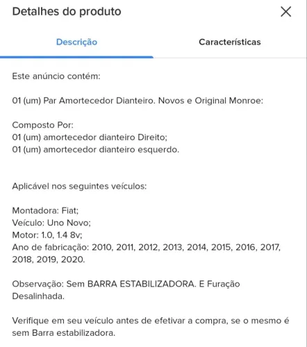 Kit Amortecedor Dianteiro