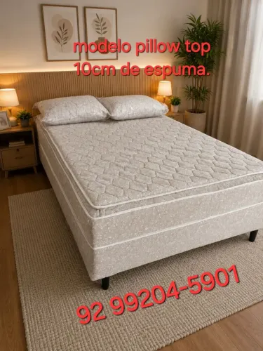 CAMA BOX DE CASAL 10CM DE ESPUMA