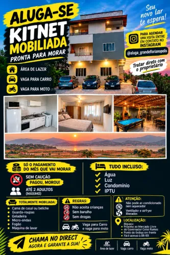 Kitnet mobiliada com área de lazer