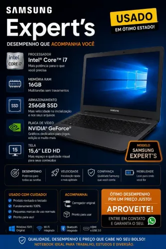 Notebook Samsung Expert X23 i7 | 16GB RAM | SSD 256GB | Placa de Vídeo GeForce 920MX 2GB