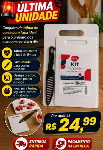 Kit com 2 tabuas de corte com faca Entregamos