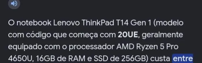 Notebook modelo 20UE