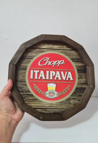 Quadro Decorativo Chopp Itaipava 29cm Rústico para Bar, Churrasqueira e Área Gourmet