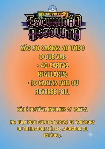Bulk de cartas pokémon do bloco megaevolução coleção escuridão absoluta
