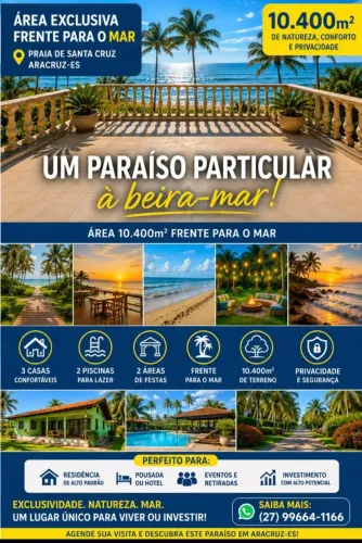 Sítio 10.400m2 pé na areia Santa Cruz Aracruz-ES