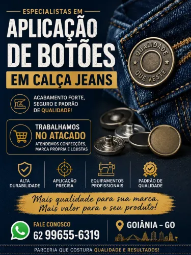 Aplicações de botões e aviamentos