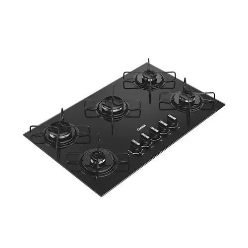 Cooktop 5 Bocas Consul CD075BE Mesa de Vidro Grade de Aço Ferro Aramado Bivolt Preto